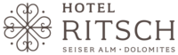 Hotel Ritsch logo with spa and Dolomites text and decorative emblem