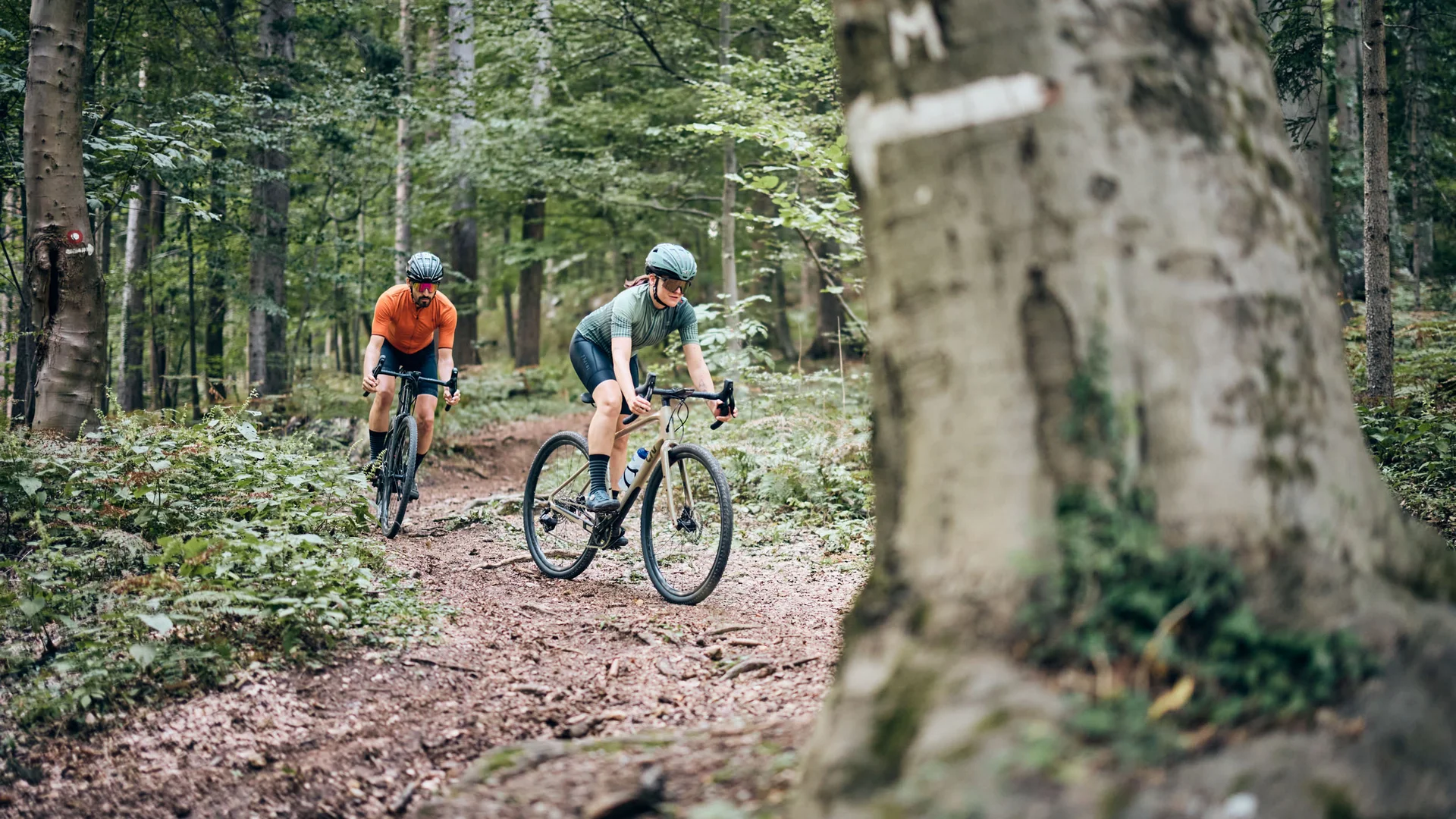 MTS Austria © Tobias Köhler Two cyclists riding mountain bikes on a forest trail