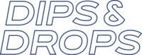 DIPSA DROPS text in blue outline on white background