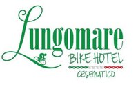 Logo of Lungomare Bike Hotel in Cesenatico with green text and cyclist graphic
